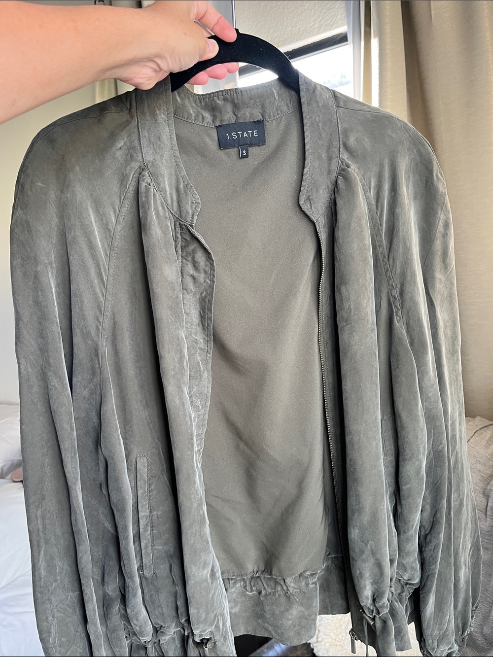1 STATE Olive Bomber Jacket